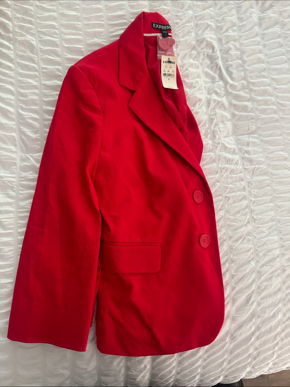 Express Cherry Red Women's Two-Button Blazer - Picture 3 of 6